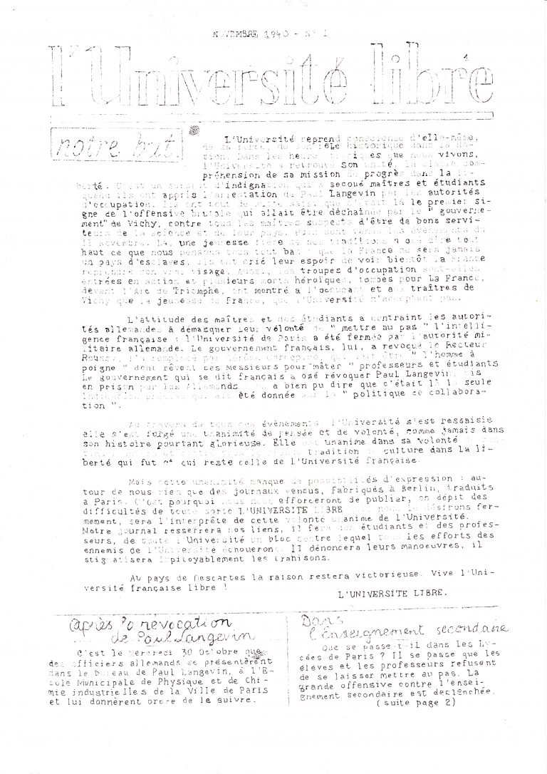 L'Université Libre (Page 1)
Encre et impression sur papier
21 X 29,7 cm
2021