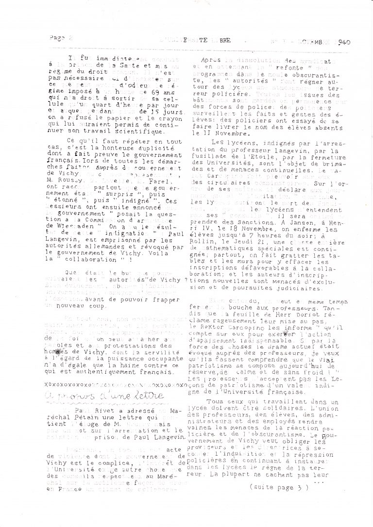 L'université Libre (page2)
Encre et impression sur papier
21 X 29,7 cm
2021