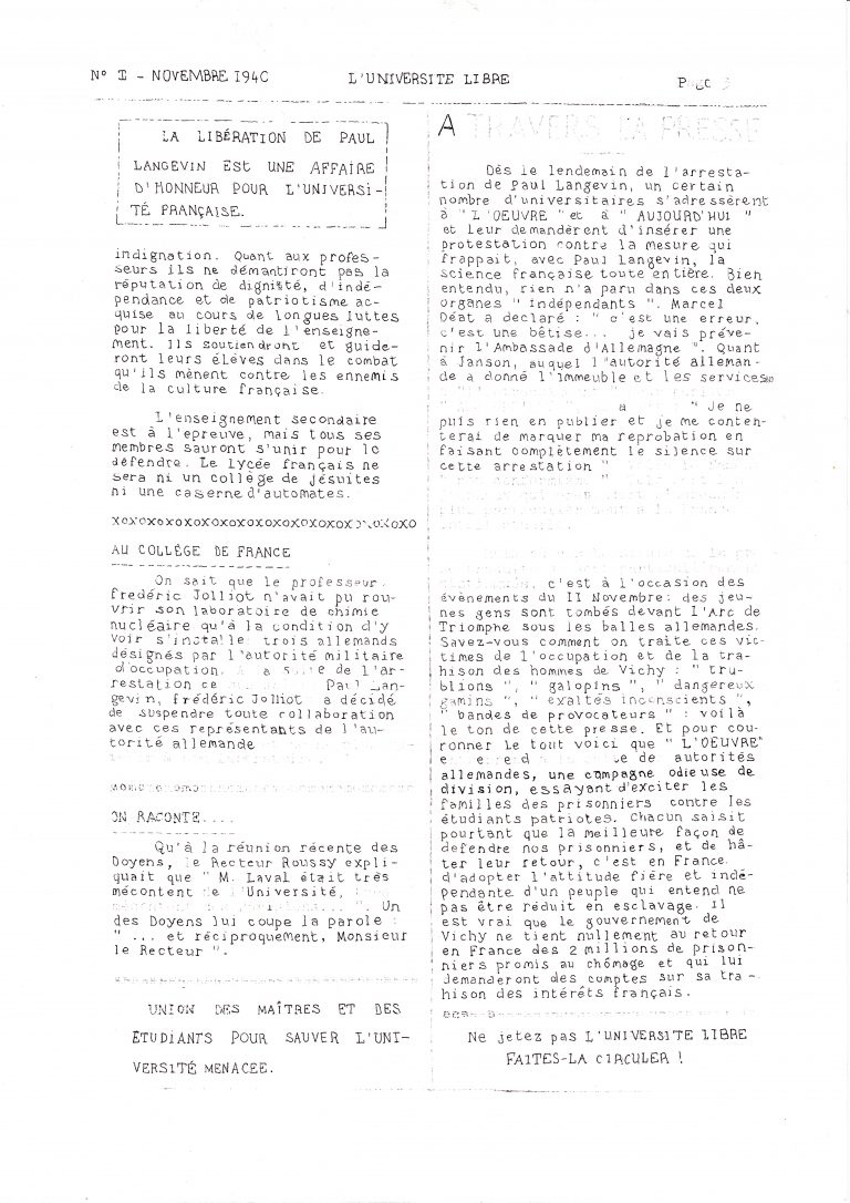 L'Université libre (page 3)
Encre et impression sur papier
21 X 29,7 cm
2021