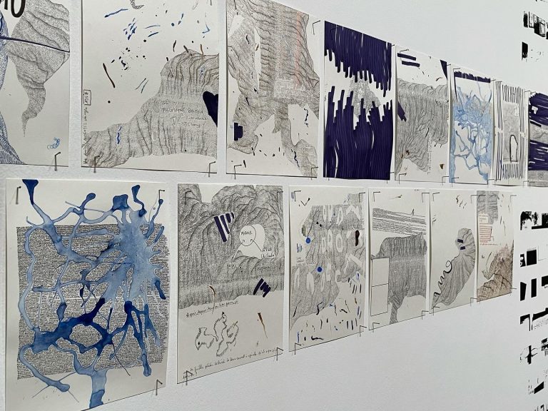 Relevés, Installation murale graphique, IMEC - exposition singuliers